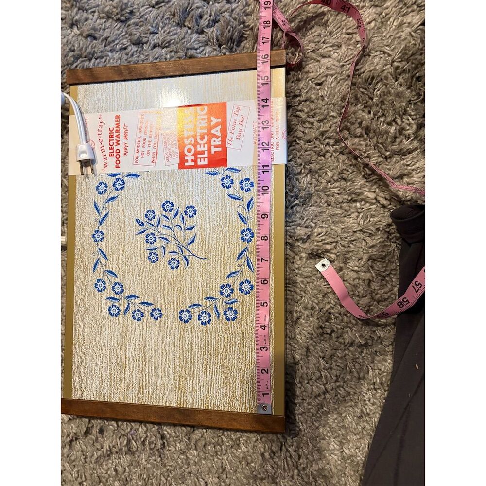 Vintage Mid-Century Blue Floral Electric Food Warmer Tray 
- BRAND: Warm-o-Tray - Picture 3 of 11